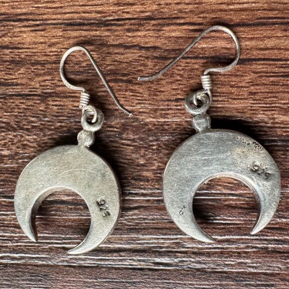 Vintage Pink Mother of Pearl 925 Sterling Silver Earrings Native American Mexico - Picture 4 of 6